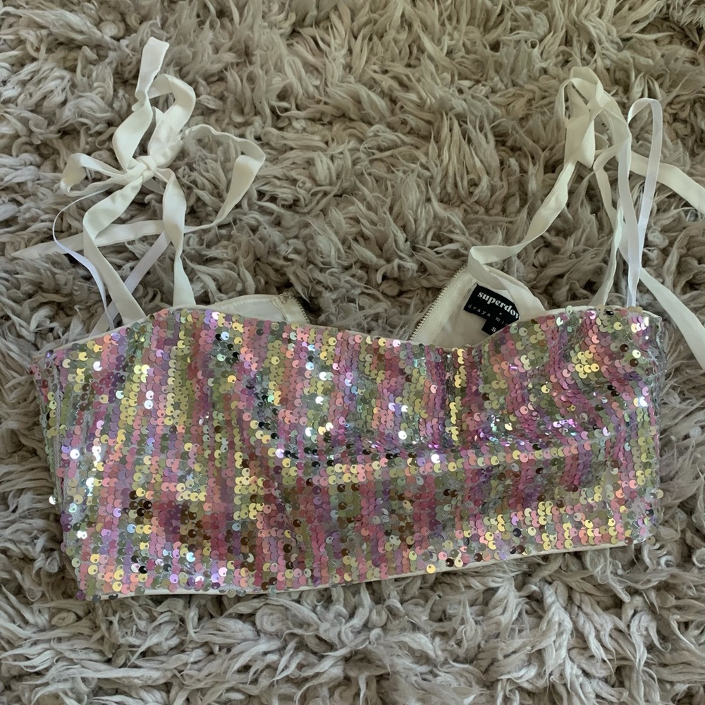 revolve cropped sparkle top small